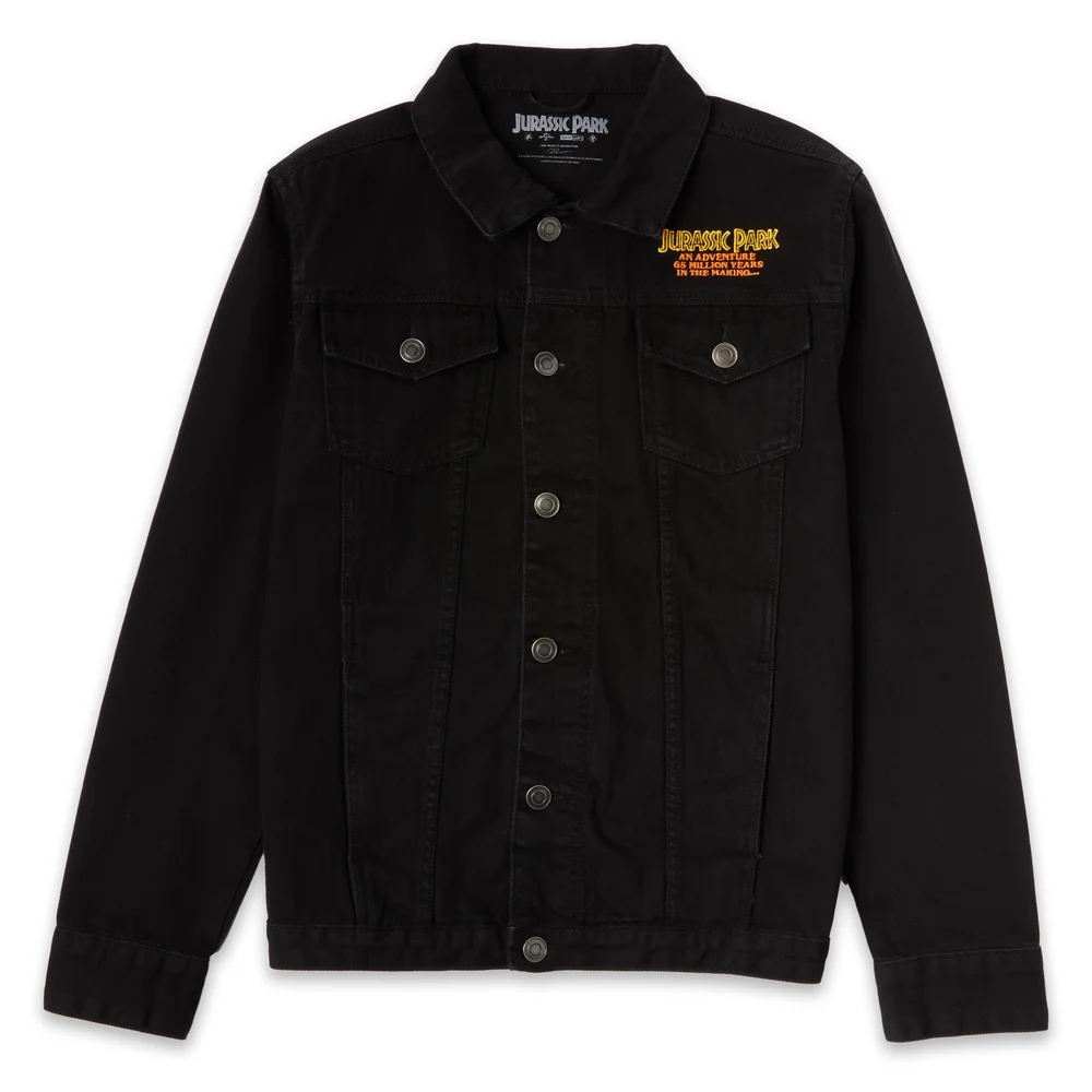 Luke Preece x Jurassic Park An Adventure 65 Million Years In The Making Unisex Denim Jacket- Black - S Afbeelding 1