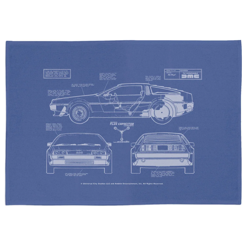 Back To The Future Deloreon Schematic Tea Towel Afbeelding 1