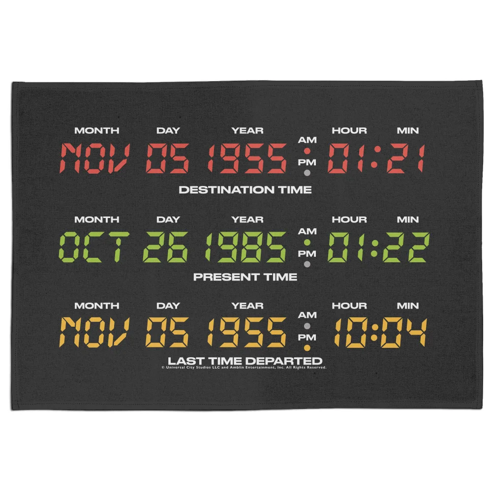 Back To The Future Destination Clock Tea Towel Afbeelding 1