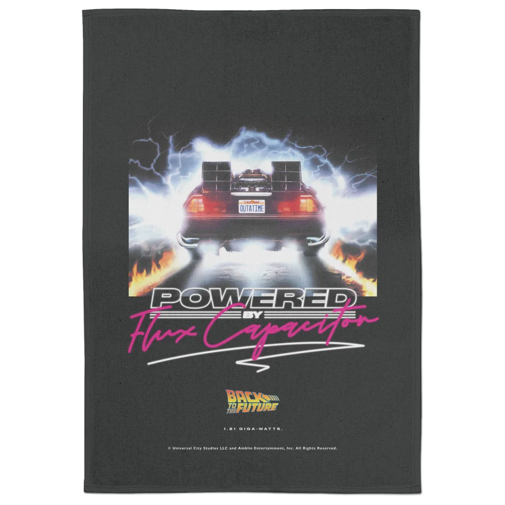 Back To The Future Powered By Flux Capacitor Tea Towel Afbeelding 1