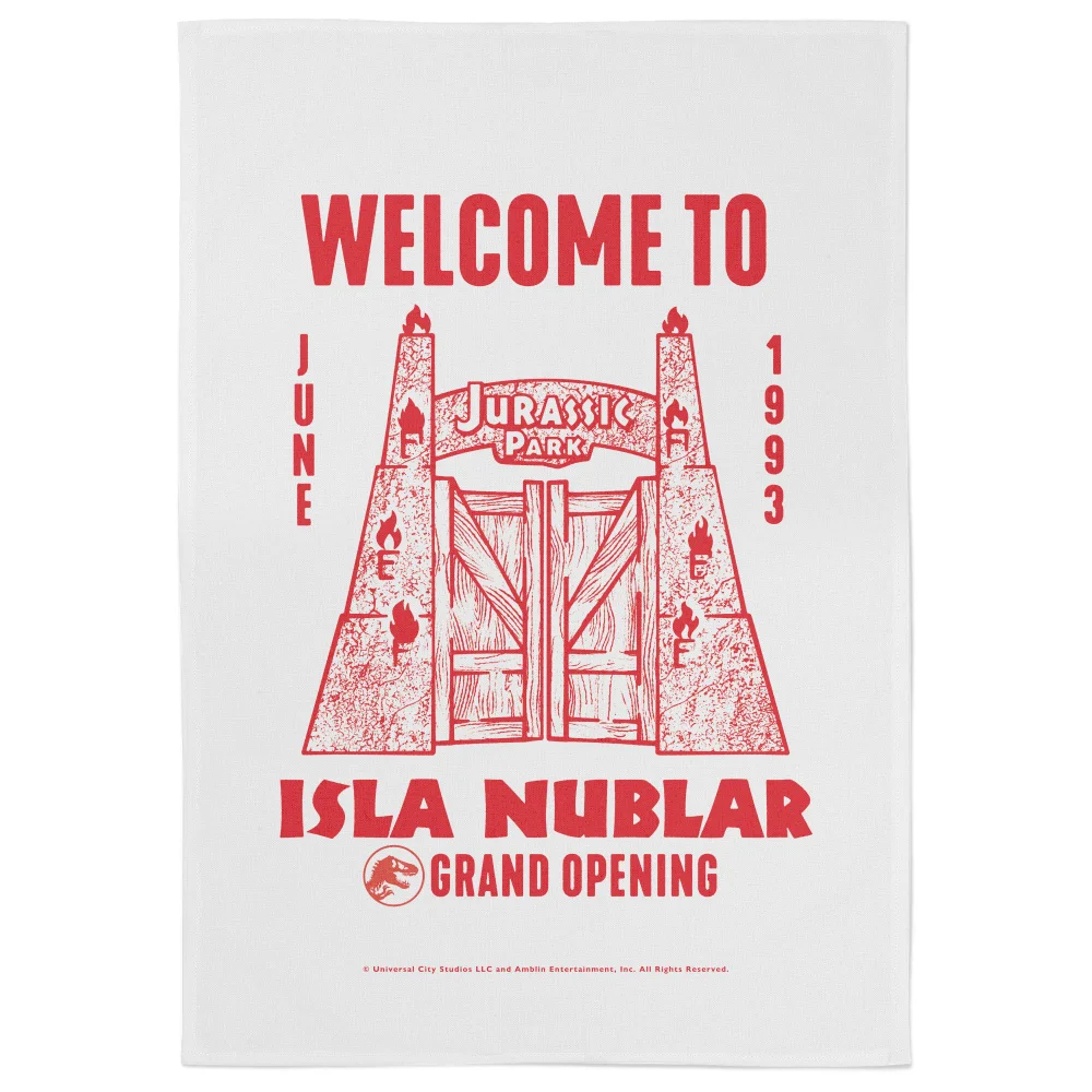Jurassic Park Welcome To Isla Nublar Tea Towel Afbeelding 1