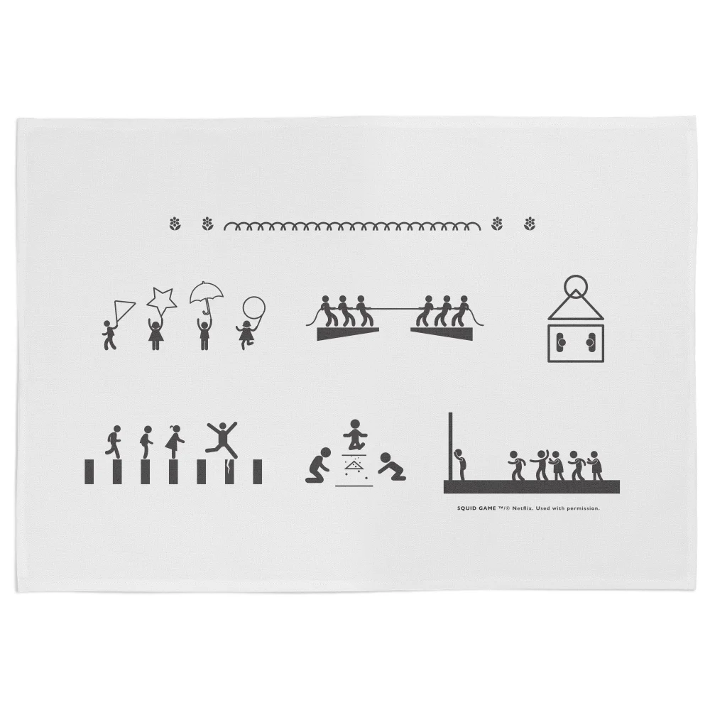 Squid Game Playground Games Tea Towel Afbeelding 1