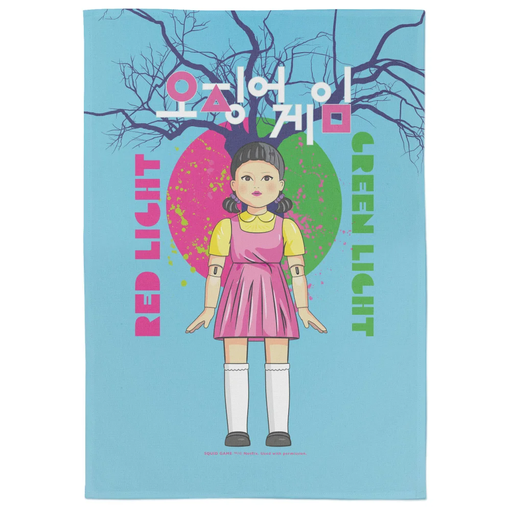 Squid Game Red Light Green Light Tea Towel Afbeelding 1