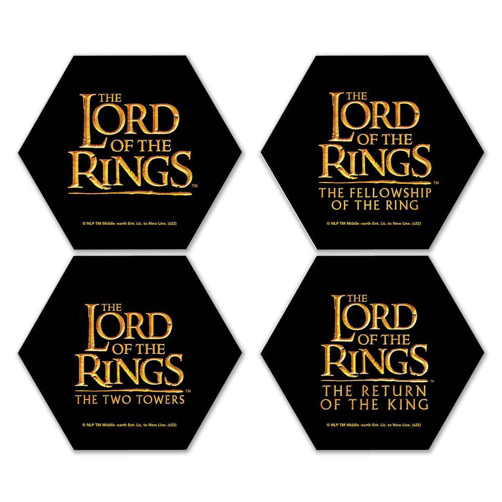 Lord Of The Rings LOTR Logos Hexagonal Coaster Set Afbeelding 1