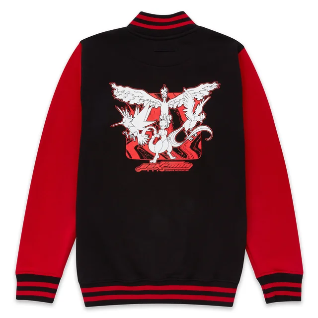 Pokémon Kanto Legendary Embroidered Unisex Varsity Jas - Zwart