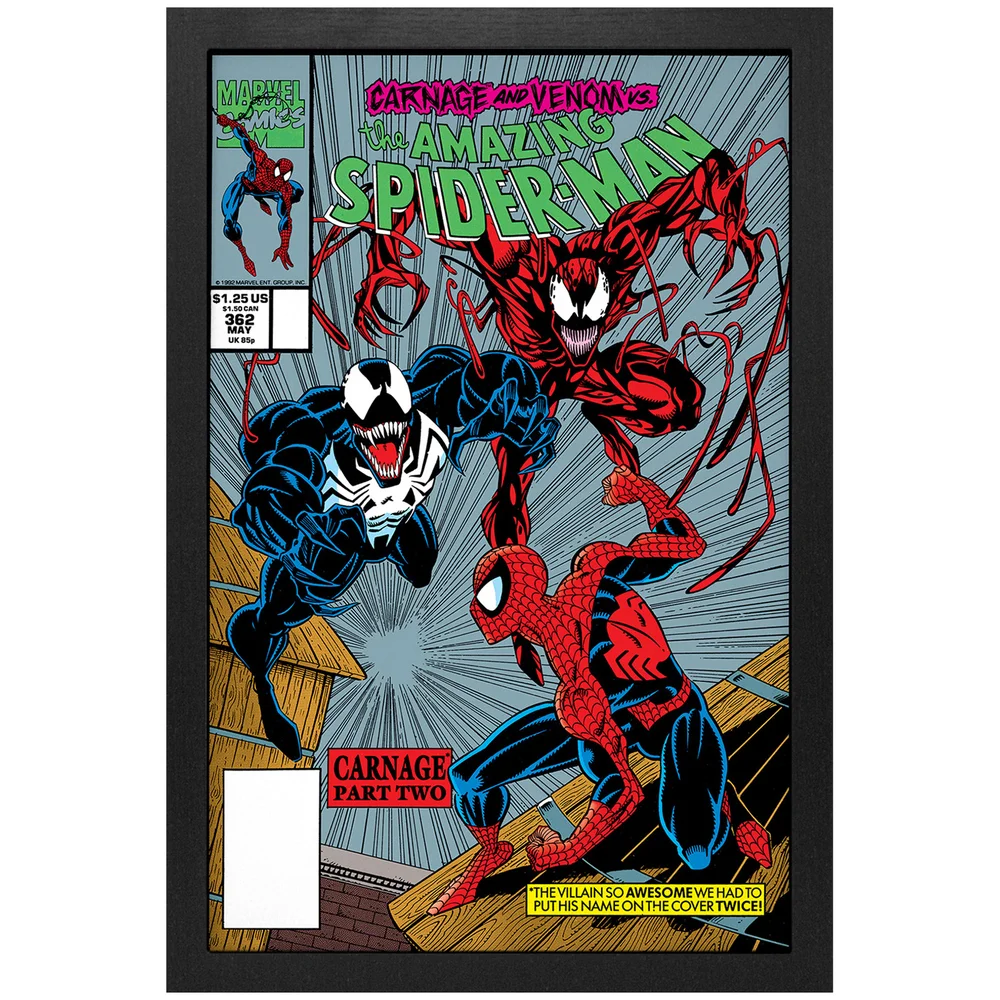 Marvel Spider-Man Venom Carnage Comic Cover Framed Art Print Afbeelding 1