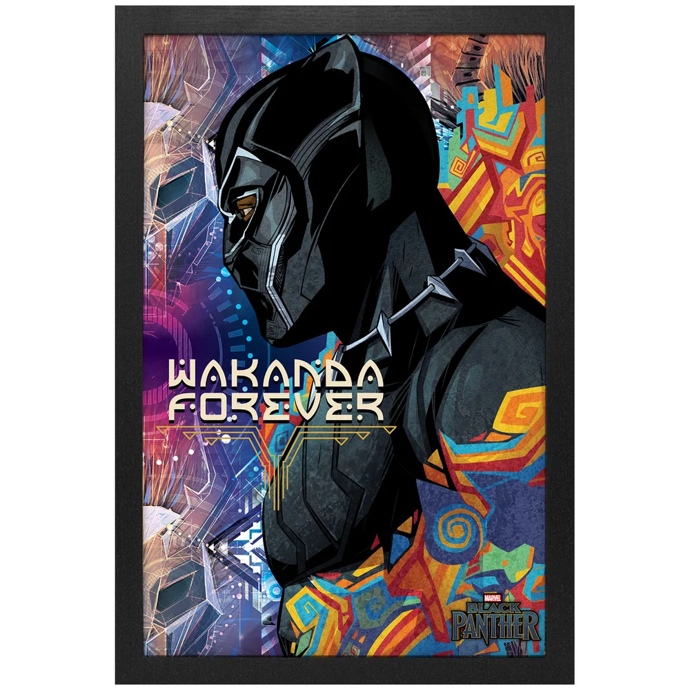 Marvel Black Panther Side Profile Framed Gel Coat Print Afbeelding 1