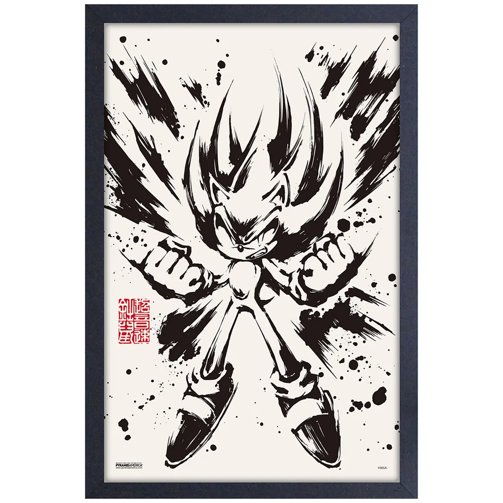Sonic the Hedgehog Inked Super Sonic Framed Art Print Afbeelding 1
