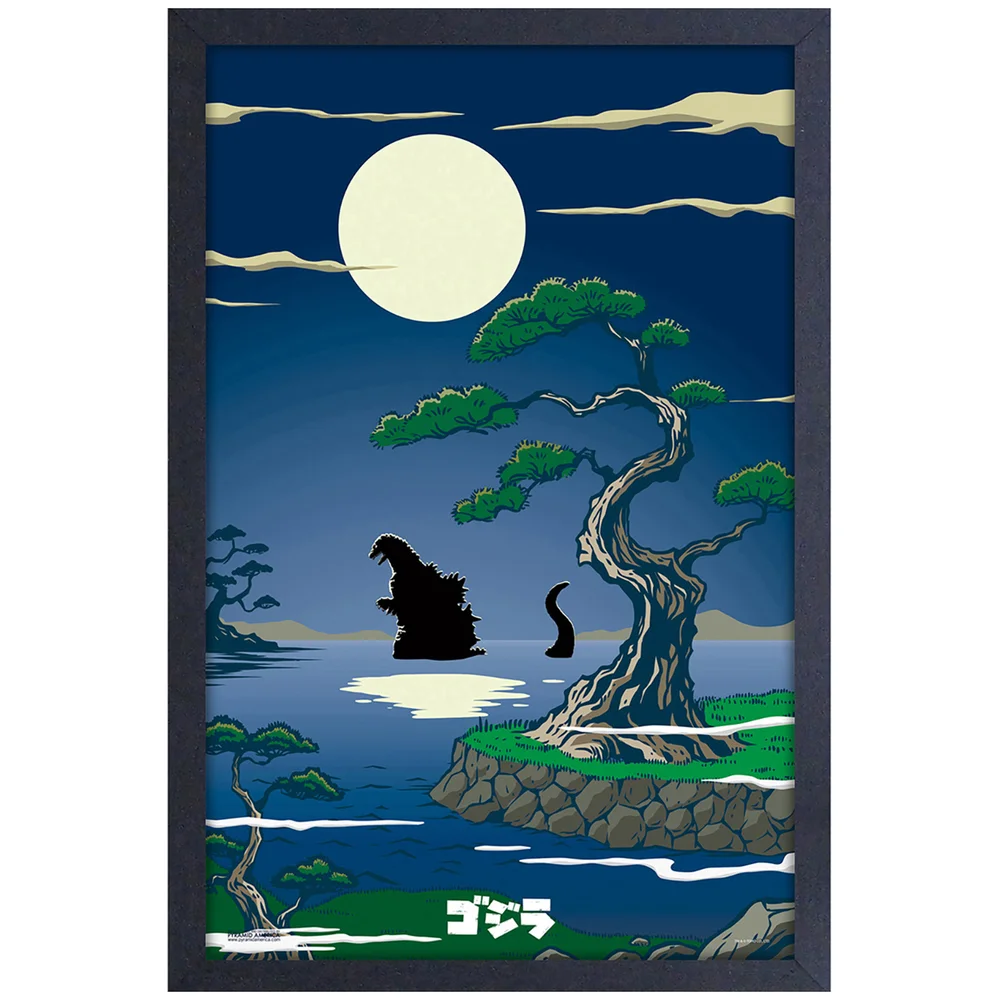 Godzilla Moon Framed Art Print Afbeelding 1