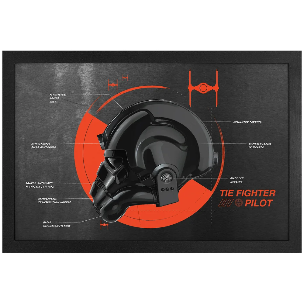 Star Wars TIE Fighter Pilot Diagram Framed Art Print Afbeelding 1