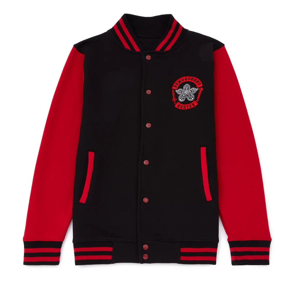 Stranger Things Demogorgon Hunter Unisex Varsity Jas - Zwart/Rood - S Afbeelding 1