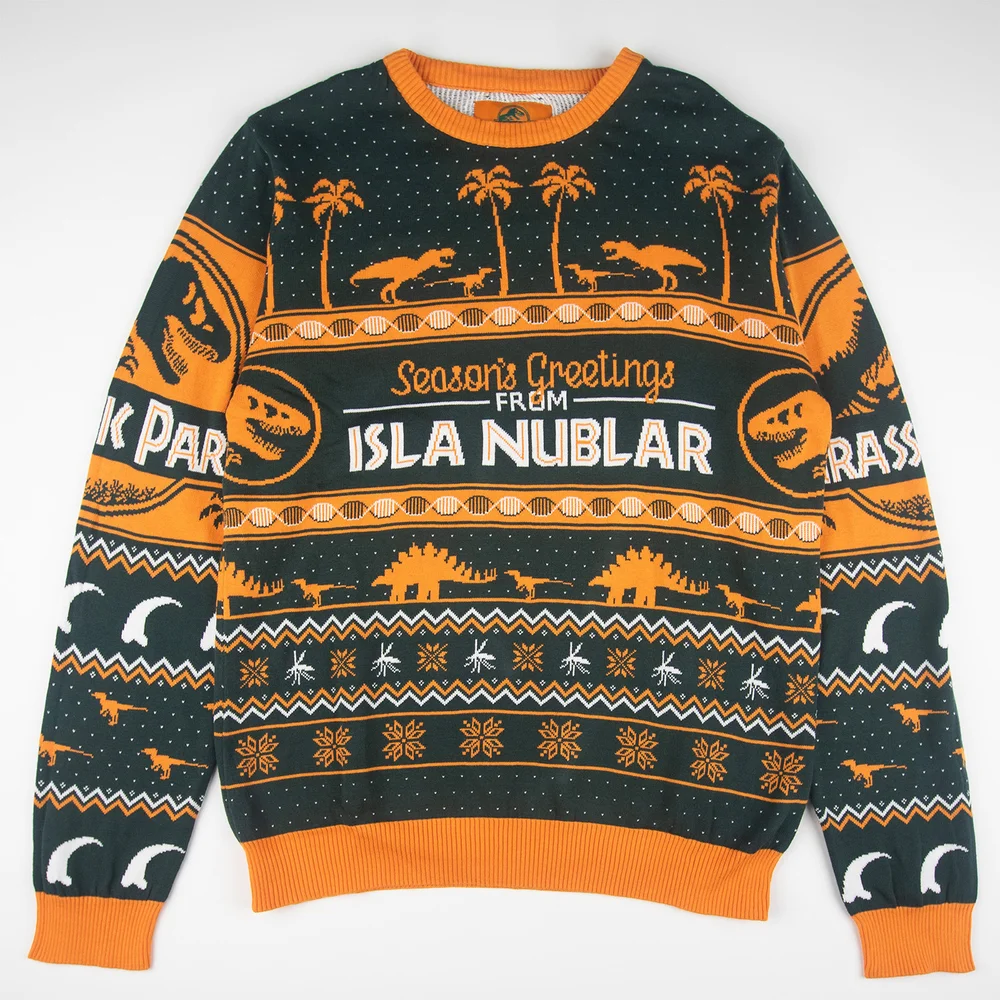 Jurassic Park Seasons Greetings from Isla Nublar Knitted Christmas Jumper - M Afbeelding 1