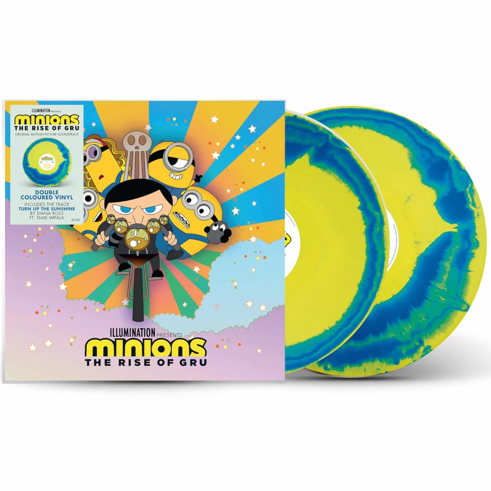 Minions: The Rise of Gru Limited Edition Yellow/Blue Swirl Vinyl 2LP Afbeelding 1