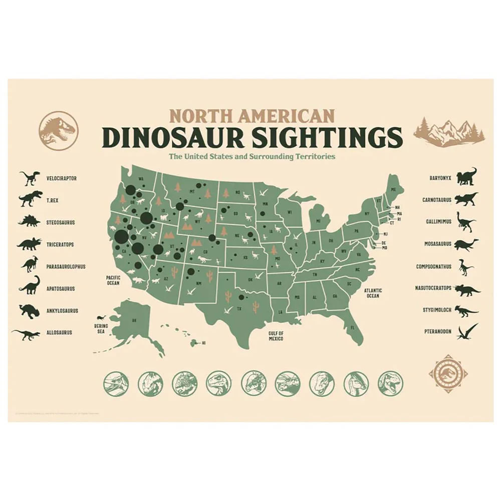 Fanattik Jurassic World - Dinosaur Sightings - Limited Edition Art Print Afbeelding 1