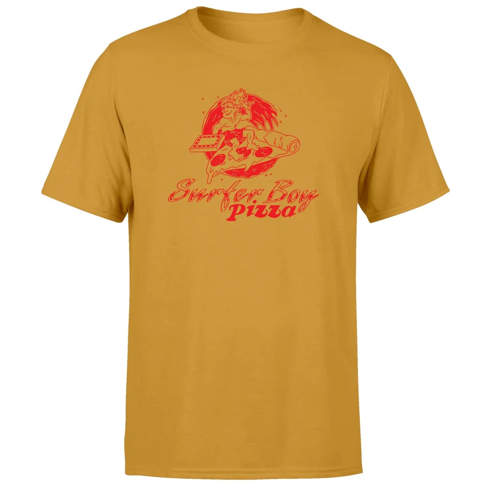 Stranger Things Surfer Boy Pizza Unisex T-shirt - Mosterd - XXL Afbeelding 1