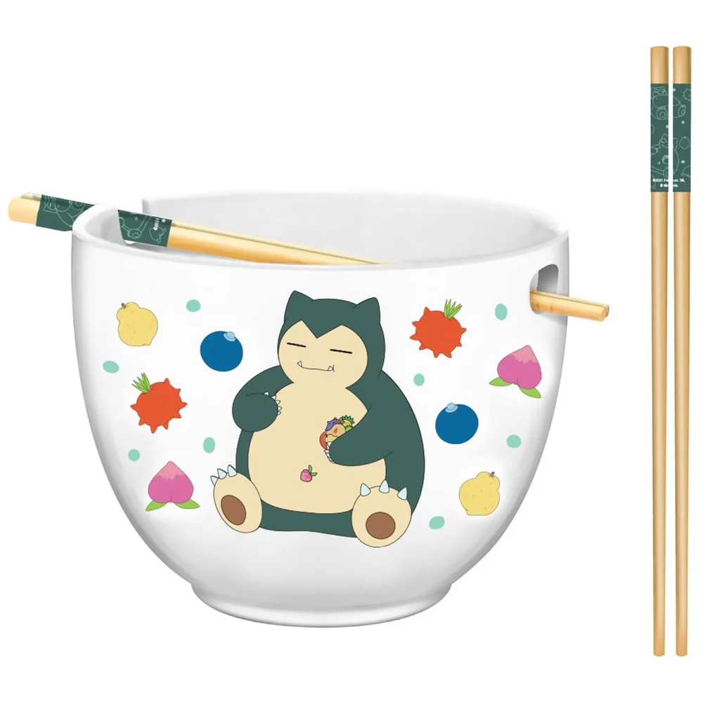 Pokémon Snorlax Relaxing 20oz Ceramic Ramen Bowl with Chopsticks Afbeelding 1