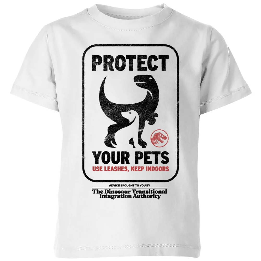 Jurassic World Protect Your Pets Kids' T-Shirt - White - 98/104 (3-4 jaar) Afbeelding 1