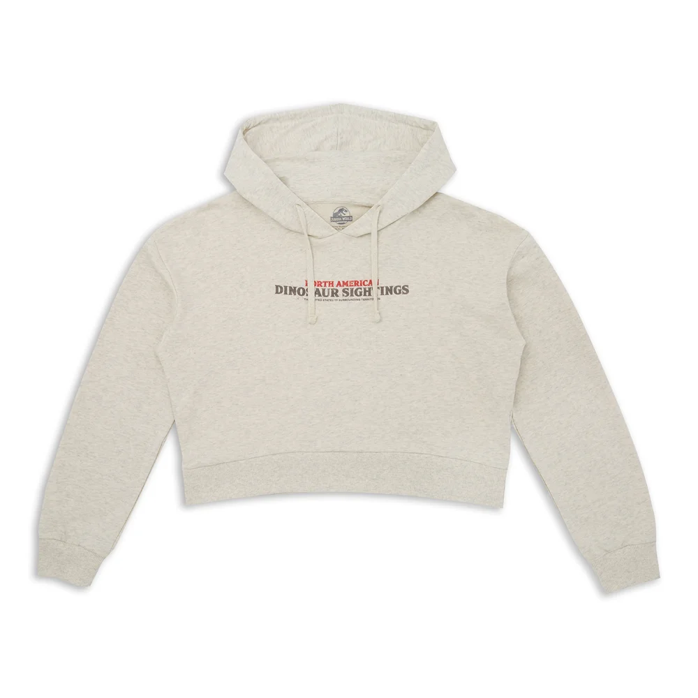 Jurassic World Dinosaur Sightings Women's Cropped Hoodie - Ecru Marl - L Afbeelding 1