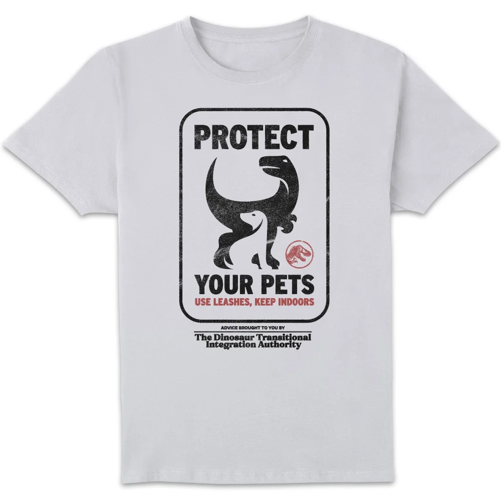 Jurassic World Protect Your Pets Men's T-Shirt - White - S Afbeelding 1