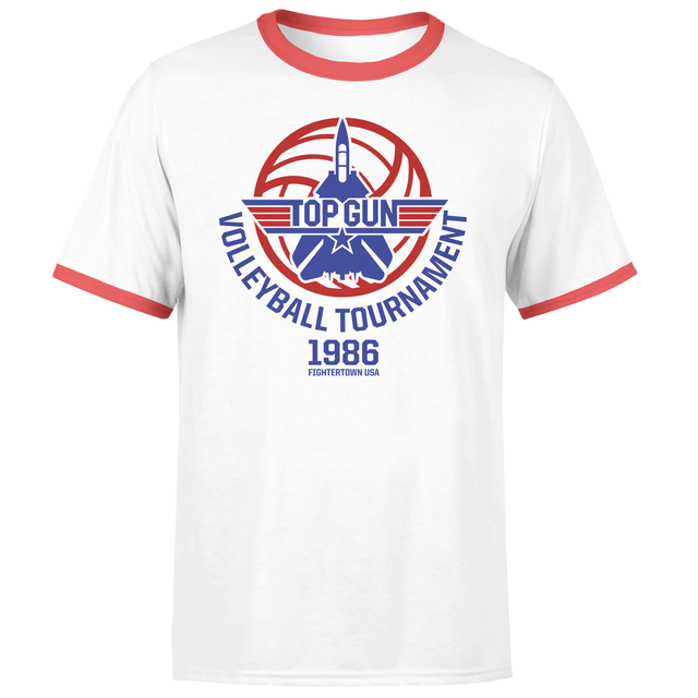 Top Gun Volleyball Tournament Unisex Ringer T-Shirt - White/Red