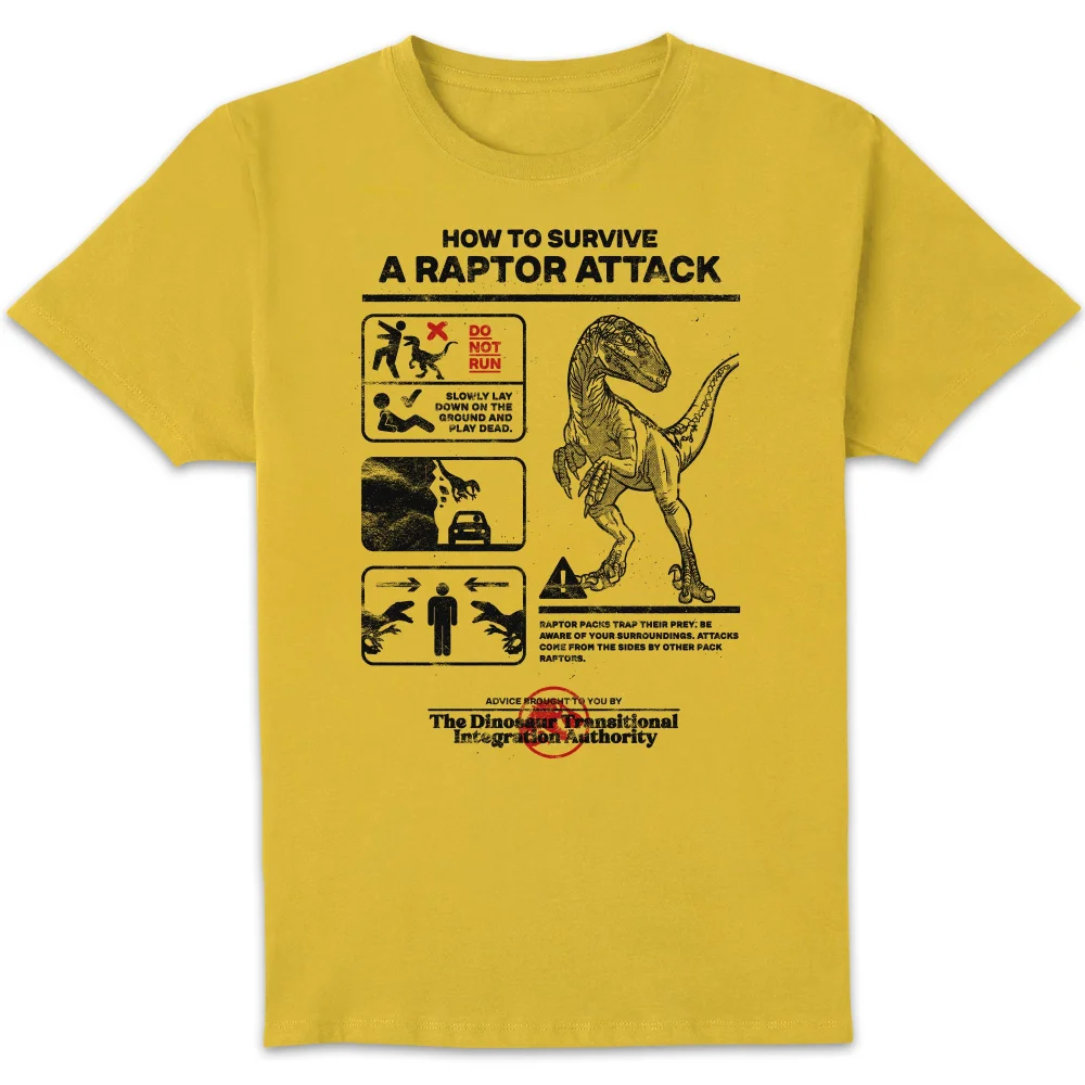 Jurassic World Raptor Attack Survival Guide Unisex T-Shirt - Yellow - S Afbeelding 1