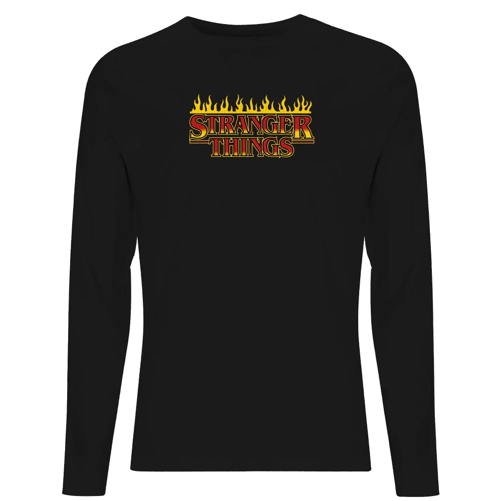 Stranger Things Flames Logo Unisex T-Shirt Met Lange Mouwen - Zwart - S Afbeelding 1