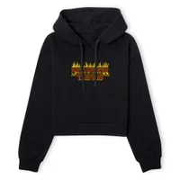 Stranger Things Flames Logo Dames Cropped Hoodie - Zwart