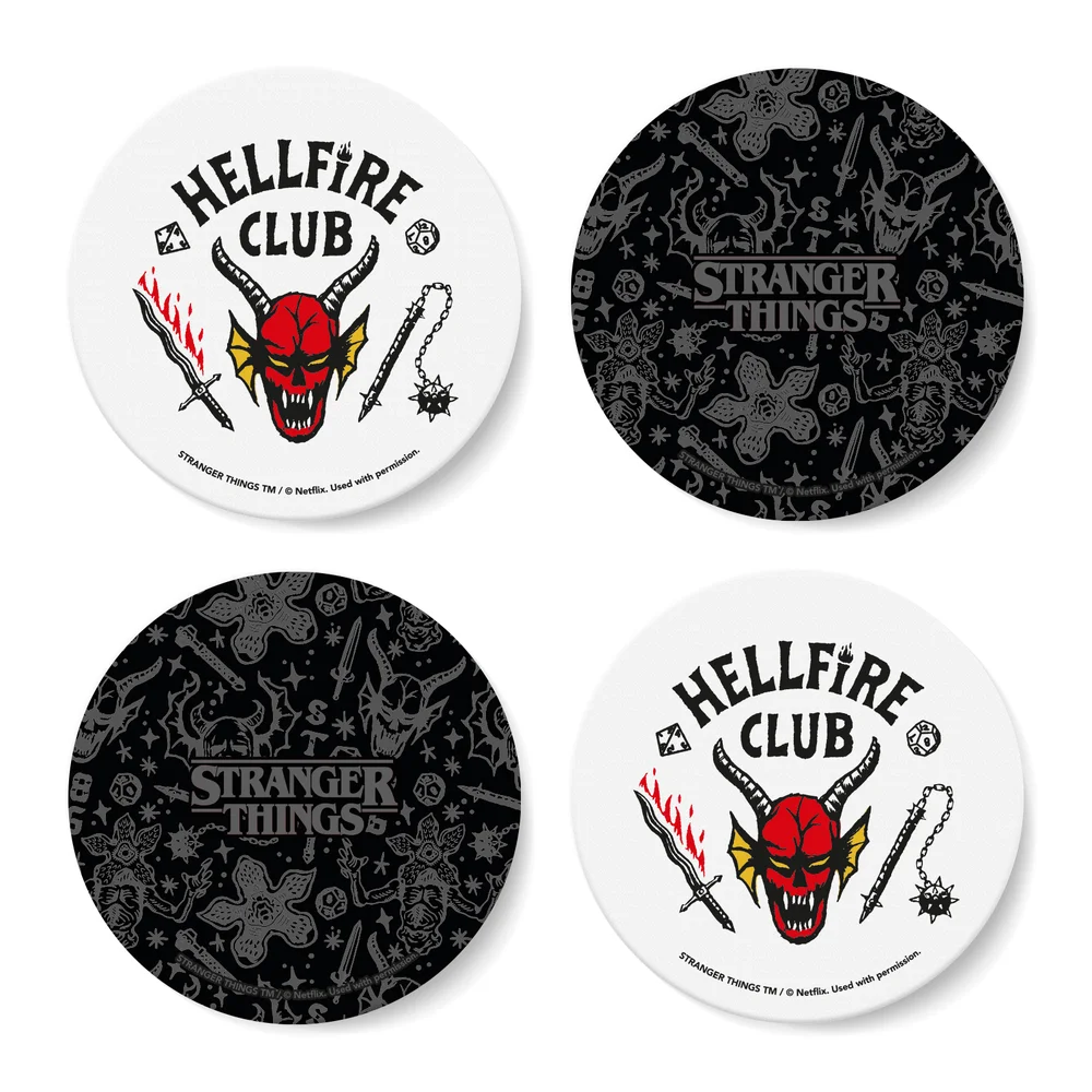 Stranger Things Hellfire Club Round Coaster Set Afbeelding 1