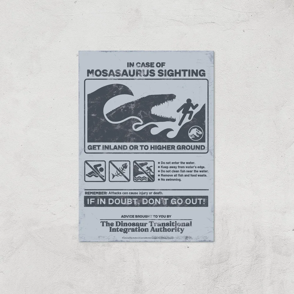 Jurassic World Mosasaurus Sighting Giclee Art Print - A4 - Print Only Afbeelding 1