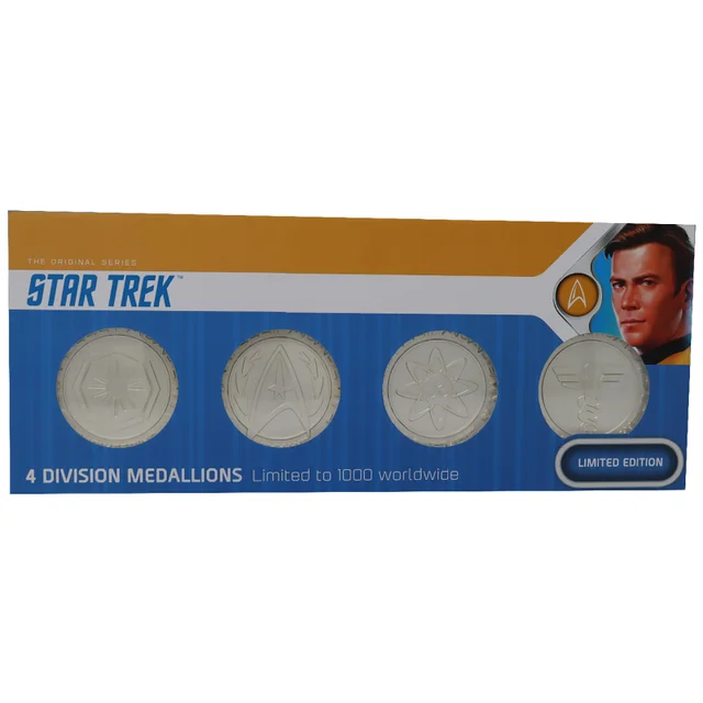 Fanattik Star Trek Set of 4 Starfleet Division Medallions in .999 Silver Plating
