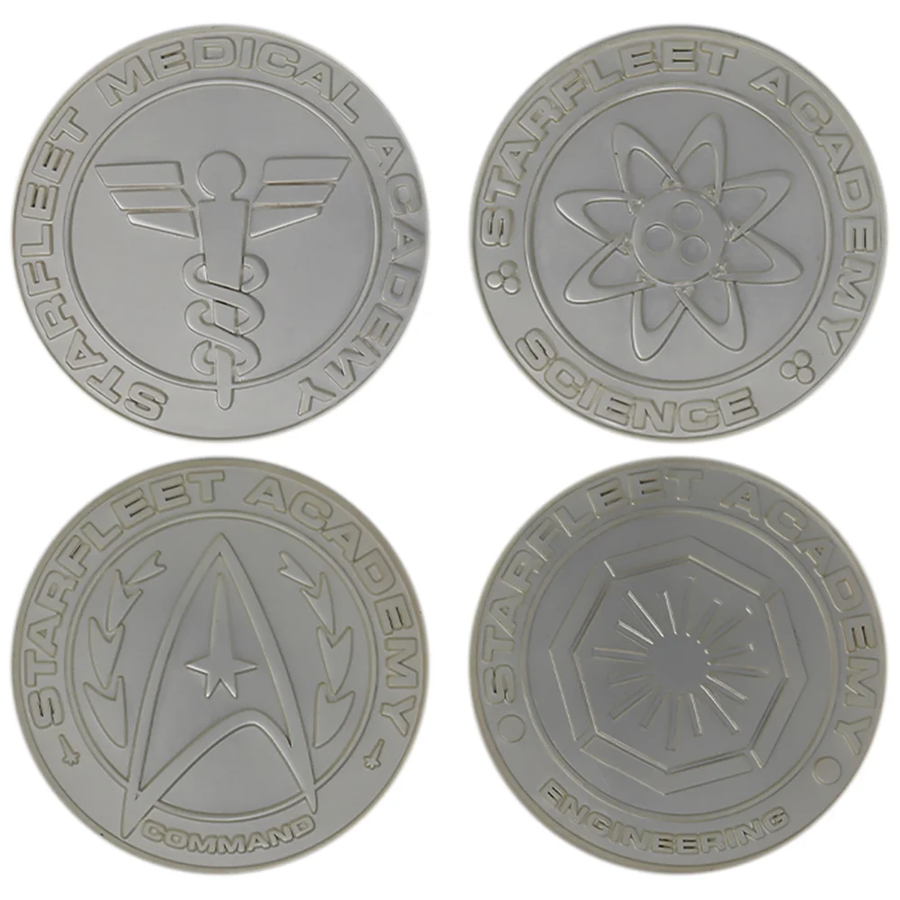 Fanattik Star Trek Set of 4 Starfleet Division Medallions in .999 Silver Plating Afbeelding 1