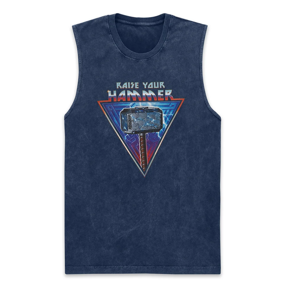 Marvel Thor - Love and Thunder Raise Your Hammer Unisex Vests - Navy Acid Wash - M Afbeelding 1
