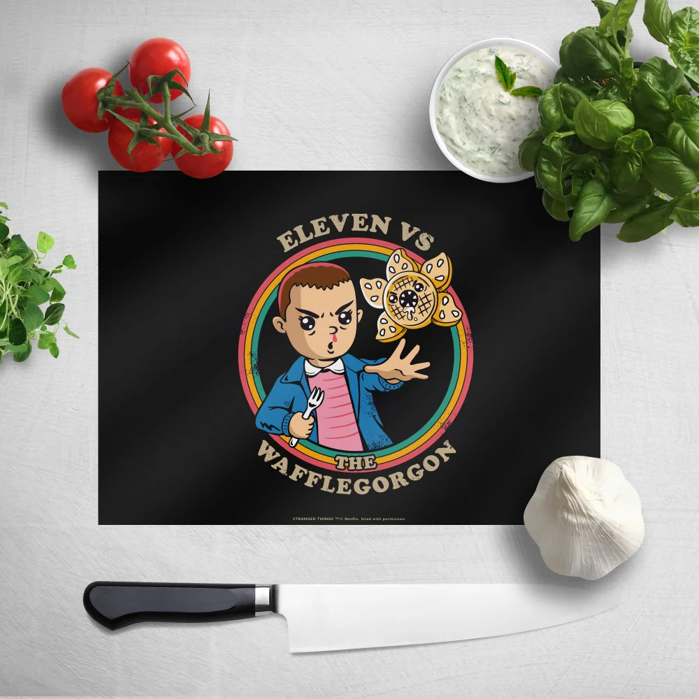 Stranger Things Eleven Vs The Wafflegorgon Chopping Board Afbeelding 1