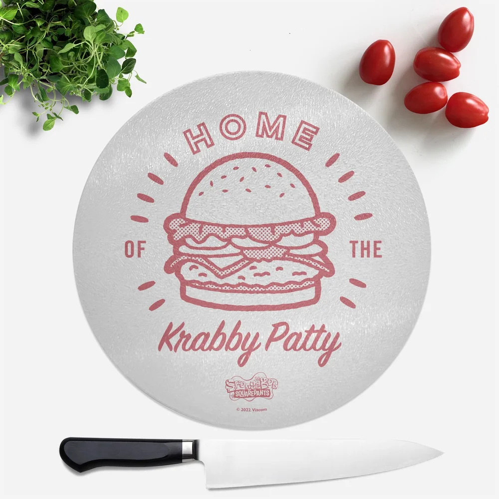 Spongebob Squarepants Home Of The Krabby Patty Round Chopping Board Afbeelding 1
