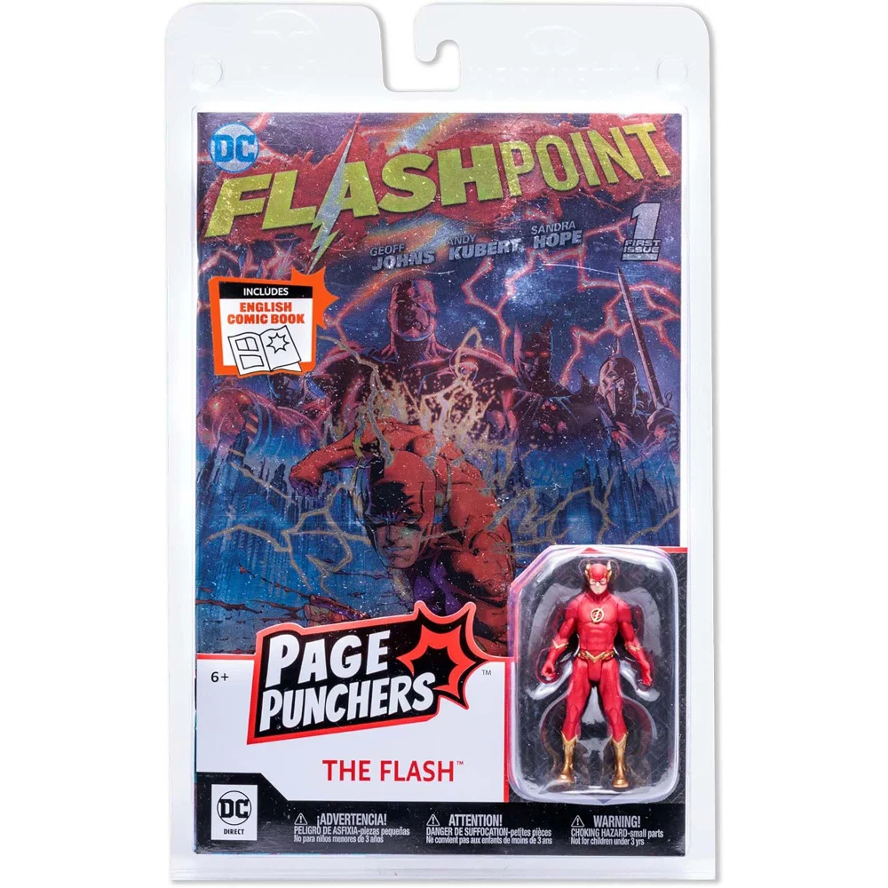 McFarlane DC Direct The Flash 3 Inch Action Figure with Flashpoint Comic Metallic Cover SDCC Variant Afbeelding 1