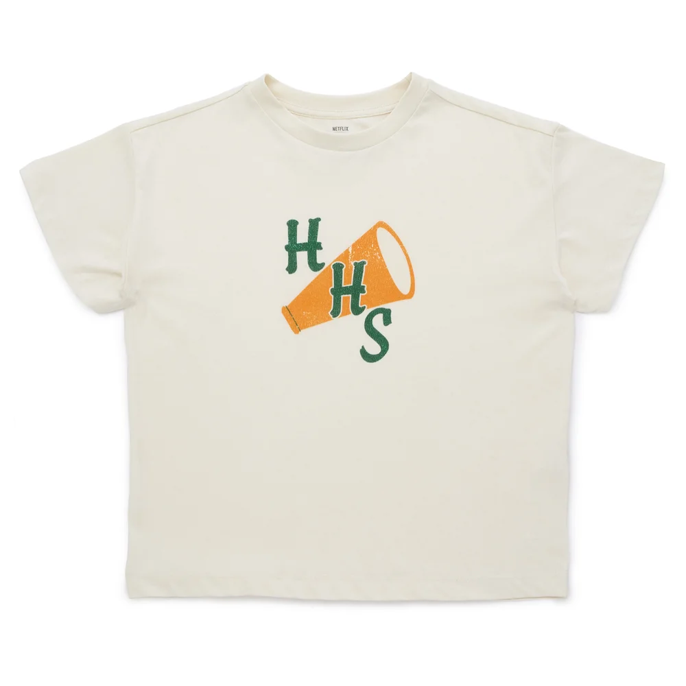 Stranger Things HHS Cheerleading Dames Cropped T-Shirt - Crème - XS Afbeelding 1
