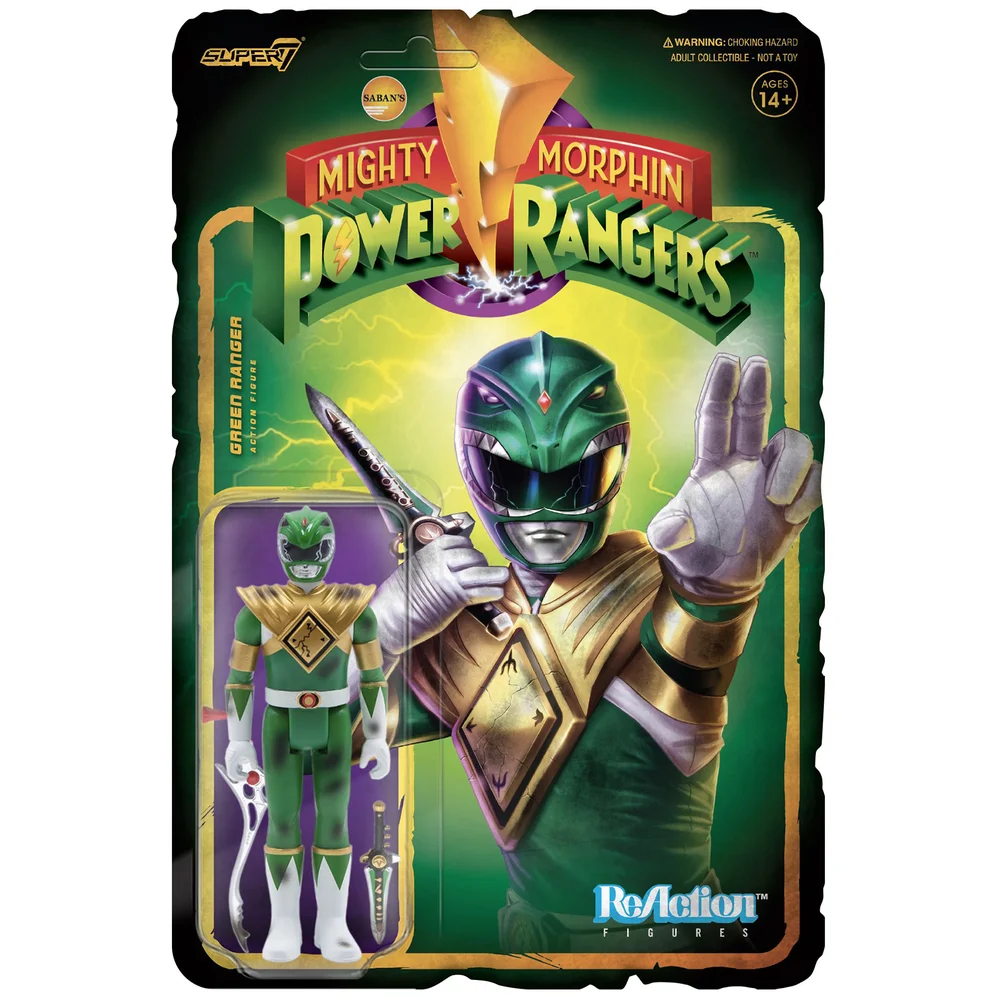 Super7 Mighty Morphin' Power Rangers Reaction Figure - Green Ranger (Battle Damaged) Afbeelding 1
