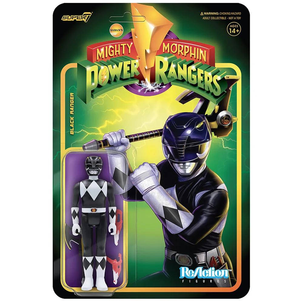 Super7 Mighty Morphin' Power Rangers Reaction Figure - Black Ranger Afbeelding 1