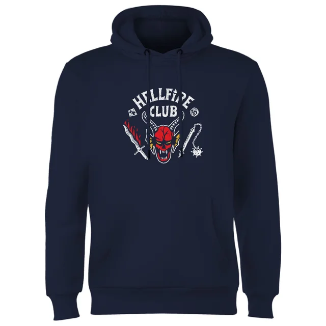 Stranger Things Hellfire Club Vintage Hoodie - Marineblauw