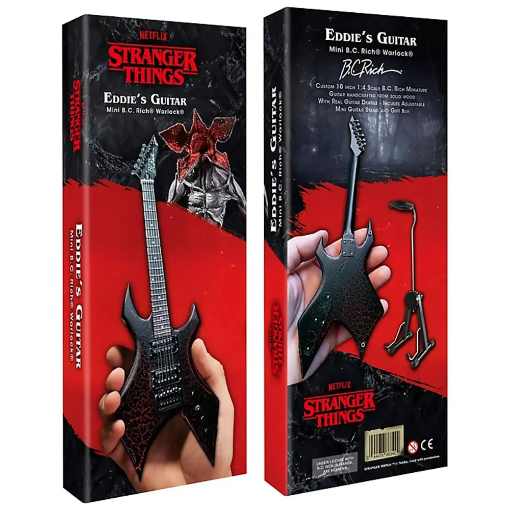 Netflix Stranger Things Eddie's Guitar BC Rich NJ Warlock Mini Guitar Replica Collectible Afbeelding 1