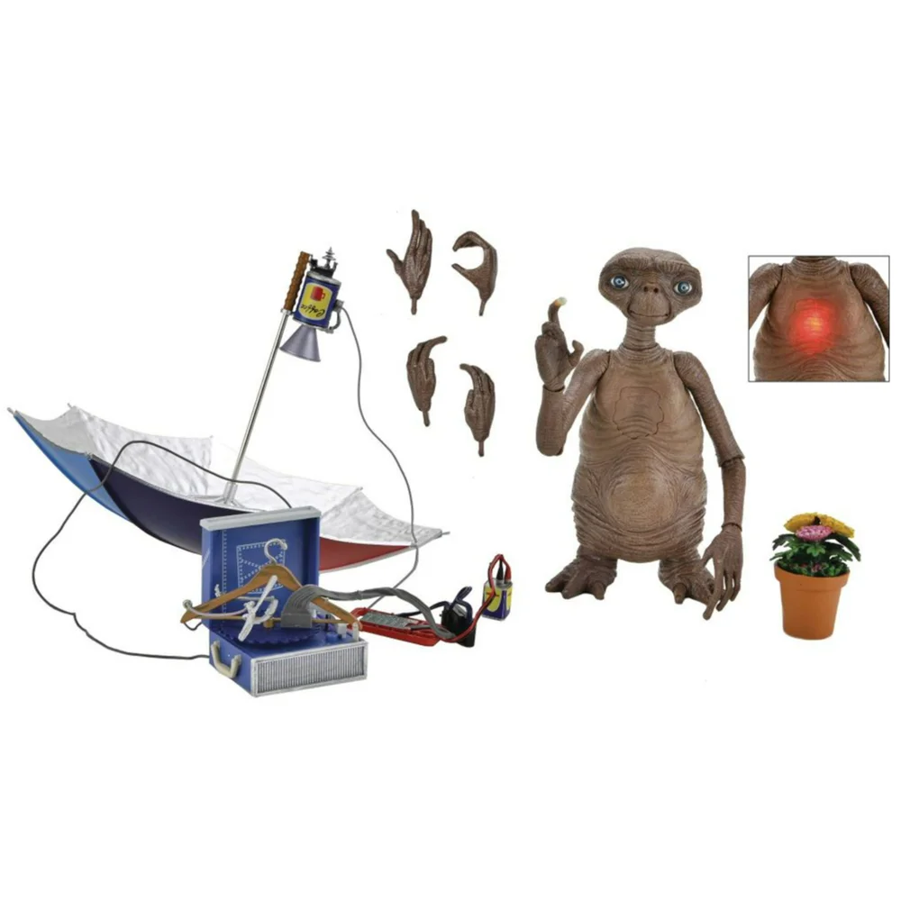 NECA E.T. The Extra-Terrestrial 40th Anniversary Deluxe Ultimate E.T. with LED Chest 7 Inch Scale Action Figure Afbeelding 1