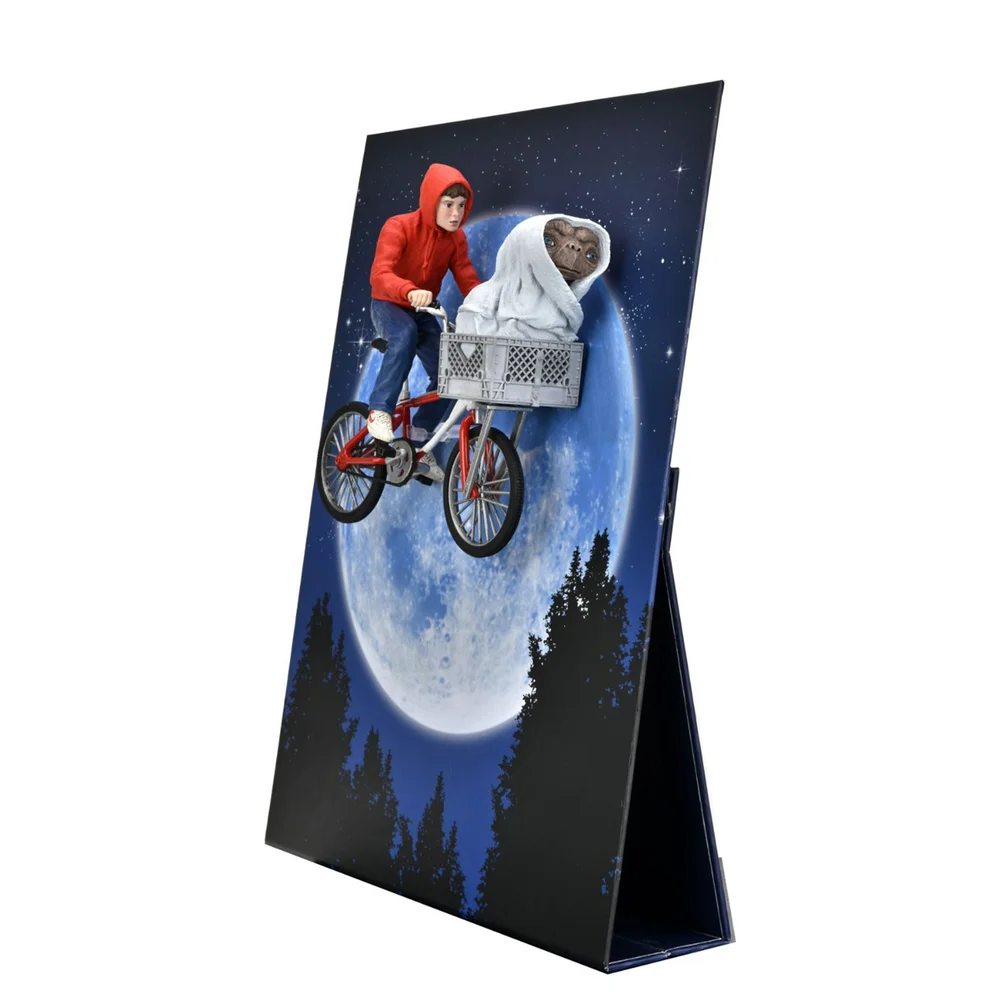 NECA E.T. The Extra-Terrestrial 40th Anniversary Elliot and E.T. on Bike 7 Inch Scale Action Figure Afbeelding 1