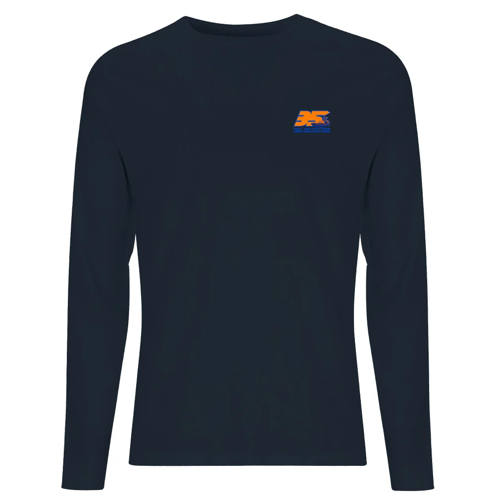Back To The Future 35 Hill Valley Front Men's Long Sleeve T-Shirt - Navy - S Afbeelding 1