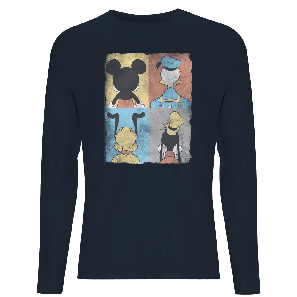 Donald Duck Mickey Mouse Pluto Goofy Tiles Men's Long Sleeve T-Shirt - Navy - S Afbeelding 1
