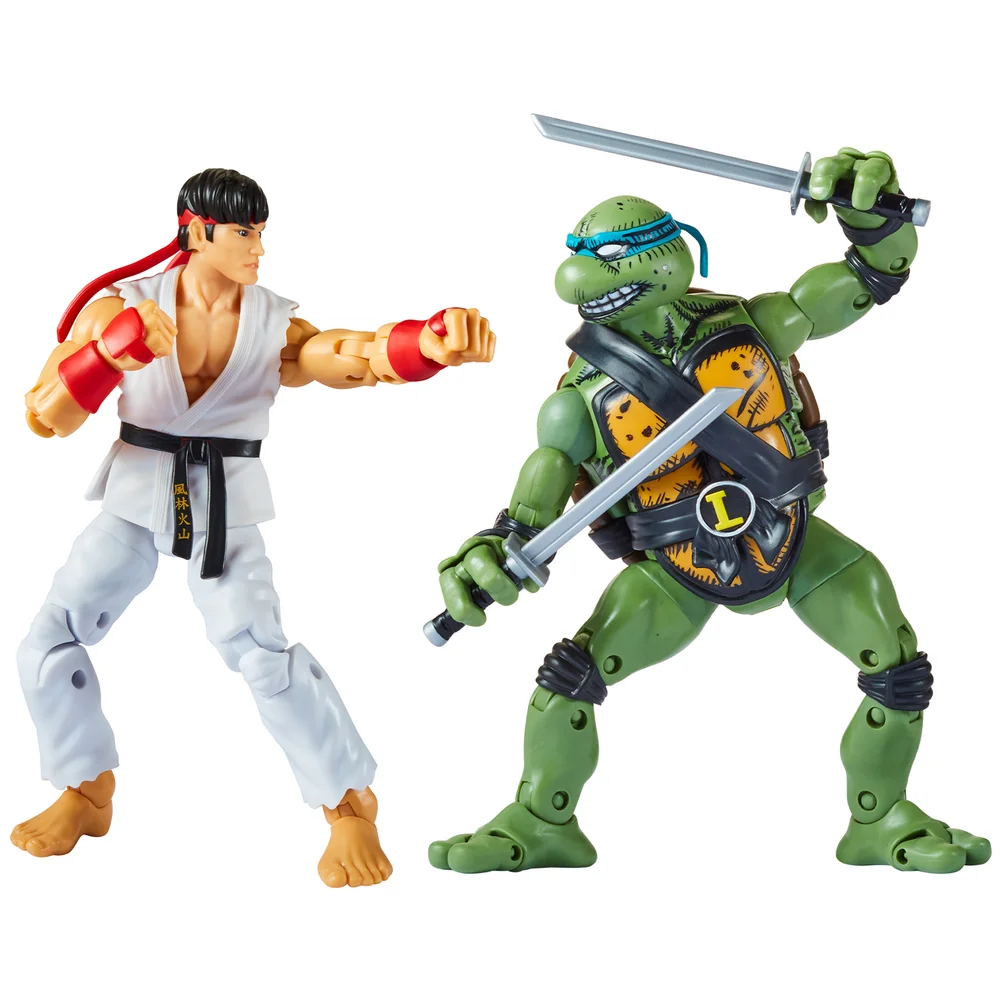 Playmates Teenage Mutant Ninja Turtles x Street Fighter Leonardo vs Ryu Action Figure 2 Pack Afbeelding 1