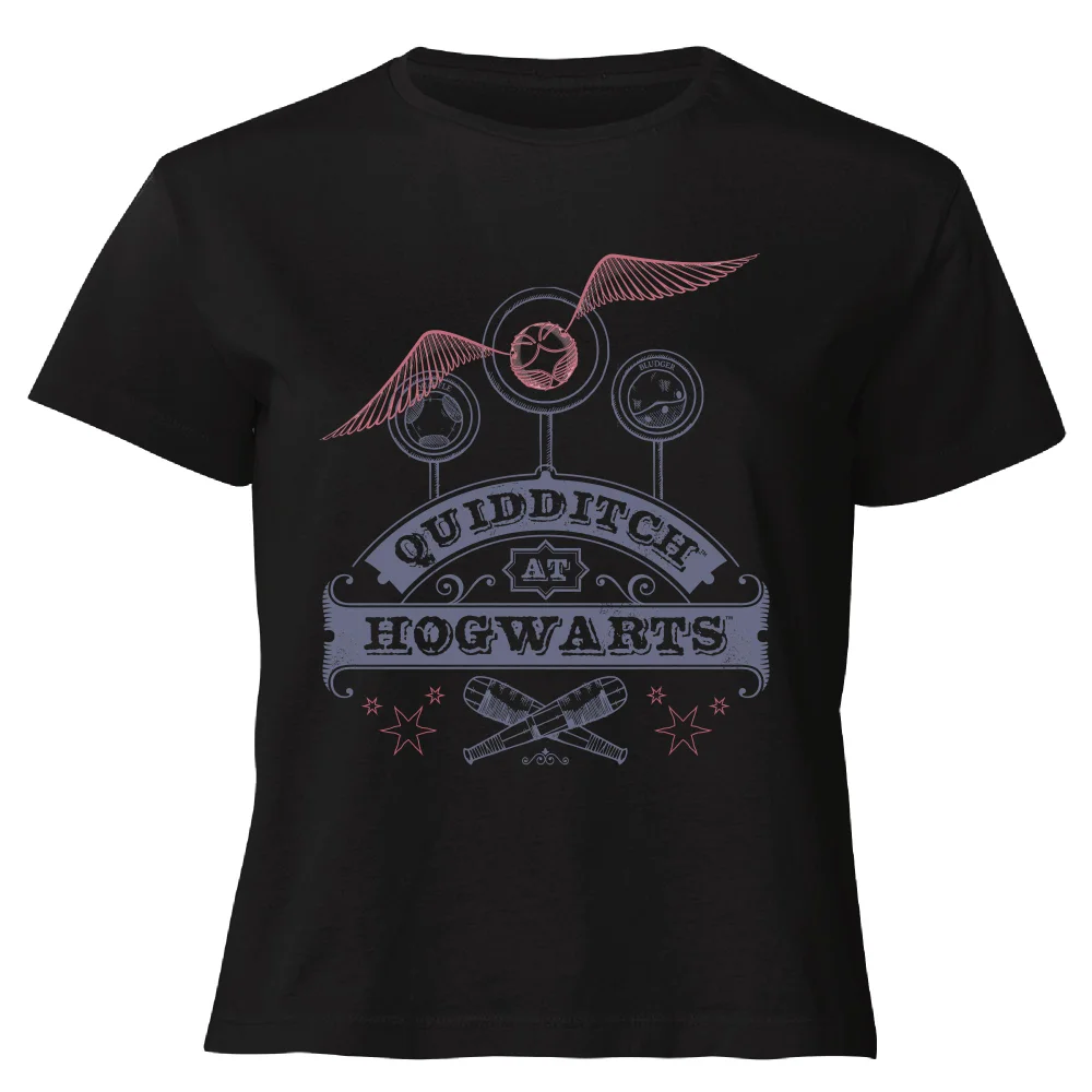 Harry Potter Quidditch At Hogwarts Women's Cropped T-Shirt - Black - XS Afbeelding 1