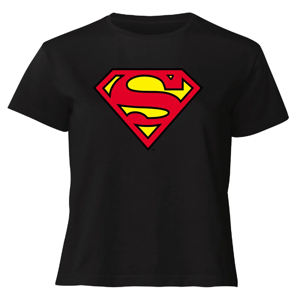 Official Superman Shield Women's Cropped T-Shirt - Black - XS Afbeelding 1