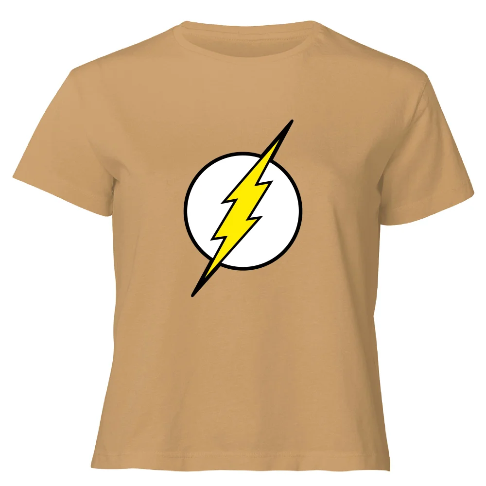 Justice League Flash Logo Women's Cropped T-Shirt - Tan - XL Afbeelding 1