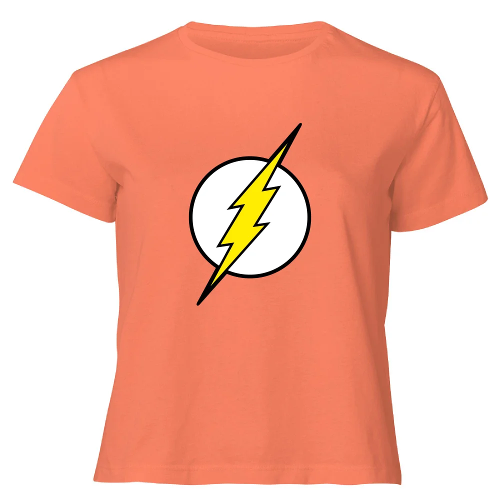 Justice League Flash Logo Women's Cropped T-Shirt - Coral - XS Afbeelding 1