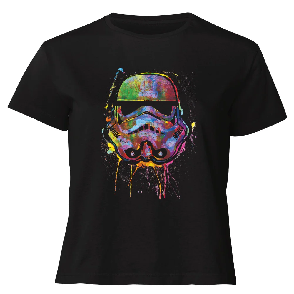 Star Wars Paint Splat Stormtrooper Women's Cropped T-Shirt - Black - XS Afbeelding 1